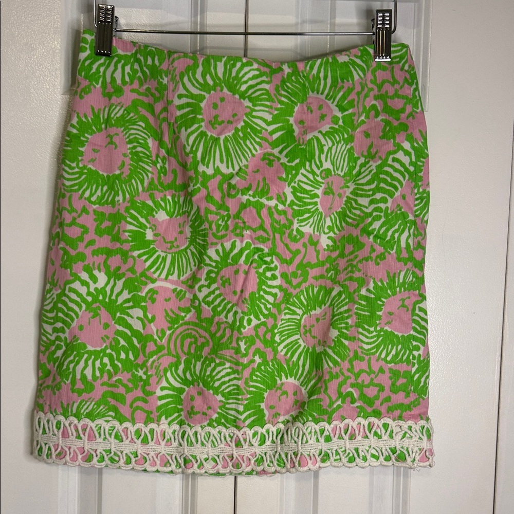 Lilly Pulitzer Green and Pink Floral Mini Skirt